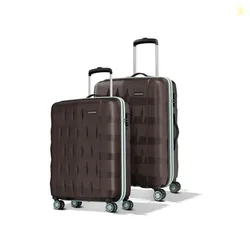 Aristocrat Comet Set of 2 (Cabin+Medium) Hard Case Trolley Bags, Brown | 8-Wheels, Durable Case, Spacious, Combination Lock, Sturdy Zipper, Lightweigh