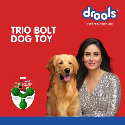 Drools Non-Toxic Rubber Toy for Dogs, Trio Bolt Ring 115g Pack | Non Destructive Chewing | Enhance Dental Health | Helps in Weight Management