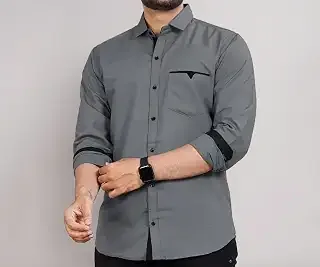 Men's Regular Fit Solid Soft Touch Cotton Casual Shirt with Pocket Design with Spread Collar & Full Sleeves (Available in Plus Size)