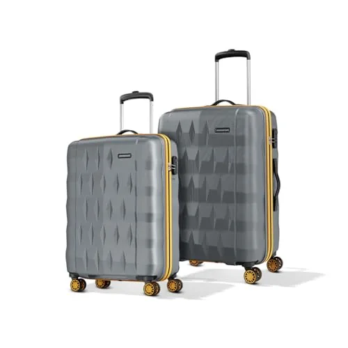 Aristocrat Comet Set of 2 (Cabin+Medium) Hard Case Trolley Bags, Grey | 8-Wheels, Durable Case, Spacious, Combination Lock, Sturdy Zipper, Lightweight