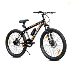 LEADER Beast 26T with Front Suspension and Disc Brake and Complete Accessories 26 T (inch) Mountain Cycle Single Speed, Black, Only Front Suspension