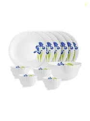 Cello Dazzle Series Set Of 22 Blue Iris Microwave & Dishwasher Safe Opalware Dinner Set