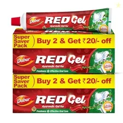 Dabur Red Gel Ayurvedic Toothpaste - 600g (150g x 4) | Reduction in Bad Breath, Plaque & Gingivitis | Freshness with Protection | For Healthy Gums & Effective Dental Care