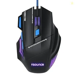Sounce Apex Wired Gaming Mouse with 7200 DPI Precision Optical Sensor, 7 Programmable Buttons, RGB LED Modes, Braided Cable and Ergonomic Comfortable