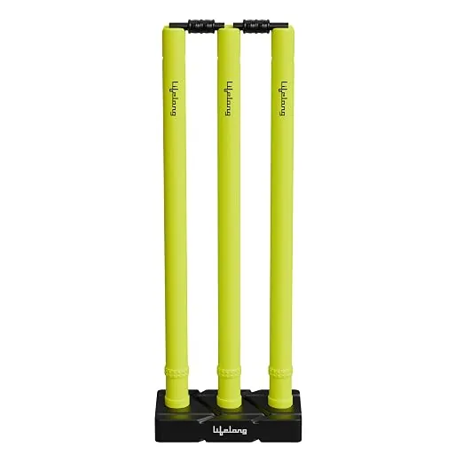 Lifelong Premium Plastic Stump Set for All Ages | Durable Wicket Set with 3 Stumps, 2 Bails & 1 Base | Ideal for Boys, Girls & Adults | Full Size Prac