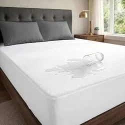MollisHomes Mattress Protector Single Size, 78x36 Inches, White | Soft terry cotton cover with a breathable feel, designed for comfortable everyday ma