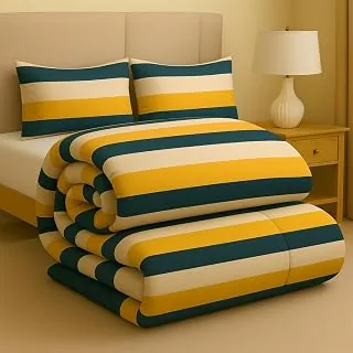 BSB HOME Premium Microfiber Printed Double Bed Comforter with 2 Matching Pillow Covers | All-Season Reversible AC Blanket for Winter & Summer | Soft &